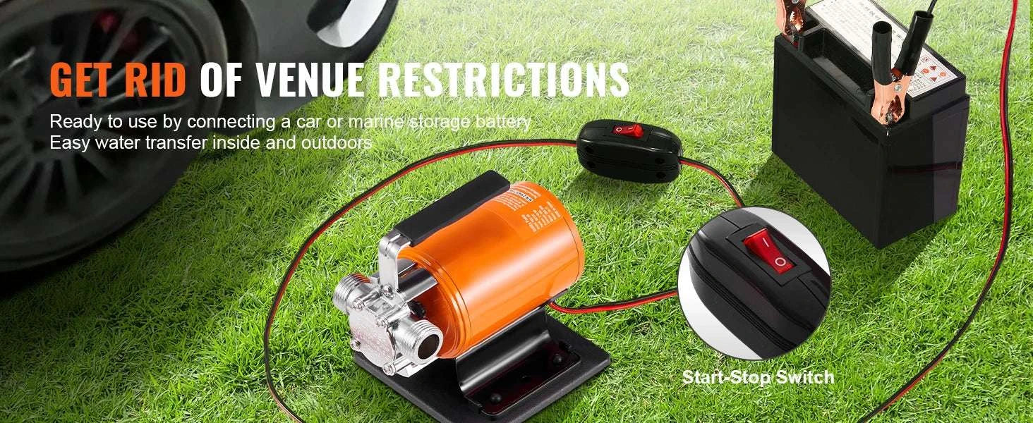 12V Water Transfer Pump 360GPH Electric Utility with Hose Kit-US / United States