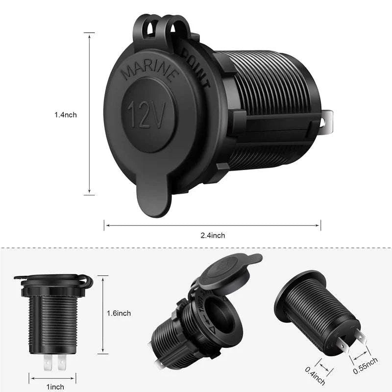 12V Waterproof Car Dual USB Outlet Panel with Cigarette Lighter Socket-M3 / China Mainland