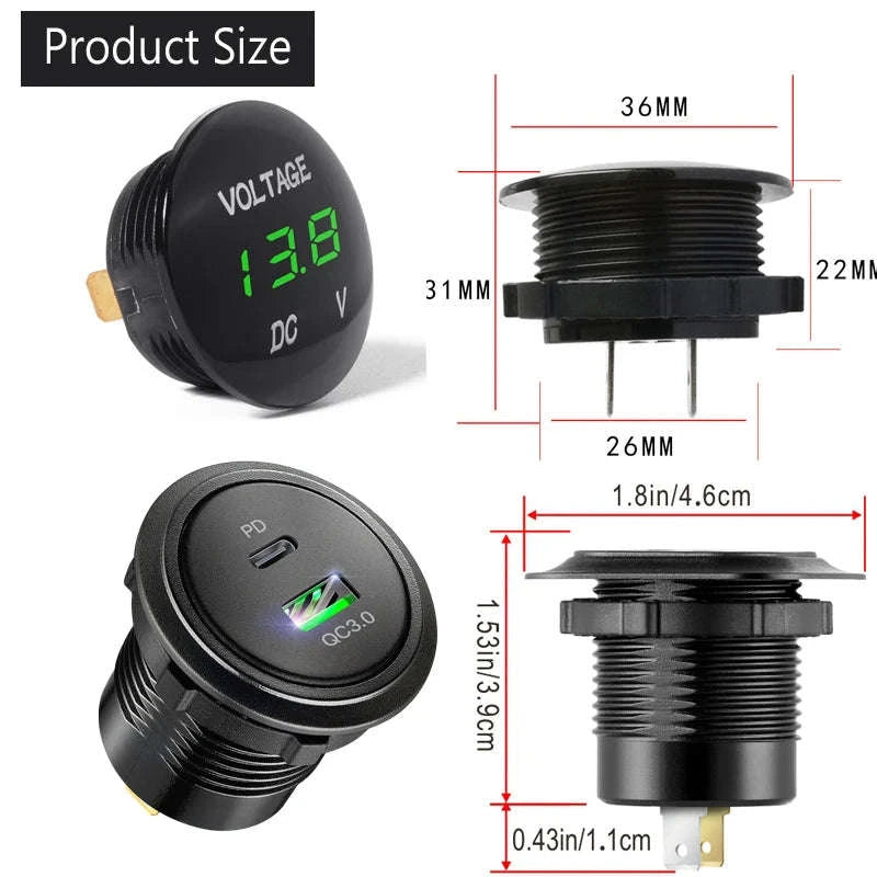 12V Waterproof Car Dual USB Outlet Panel with Cigarette Lighter Socket-M3 / China Mainland