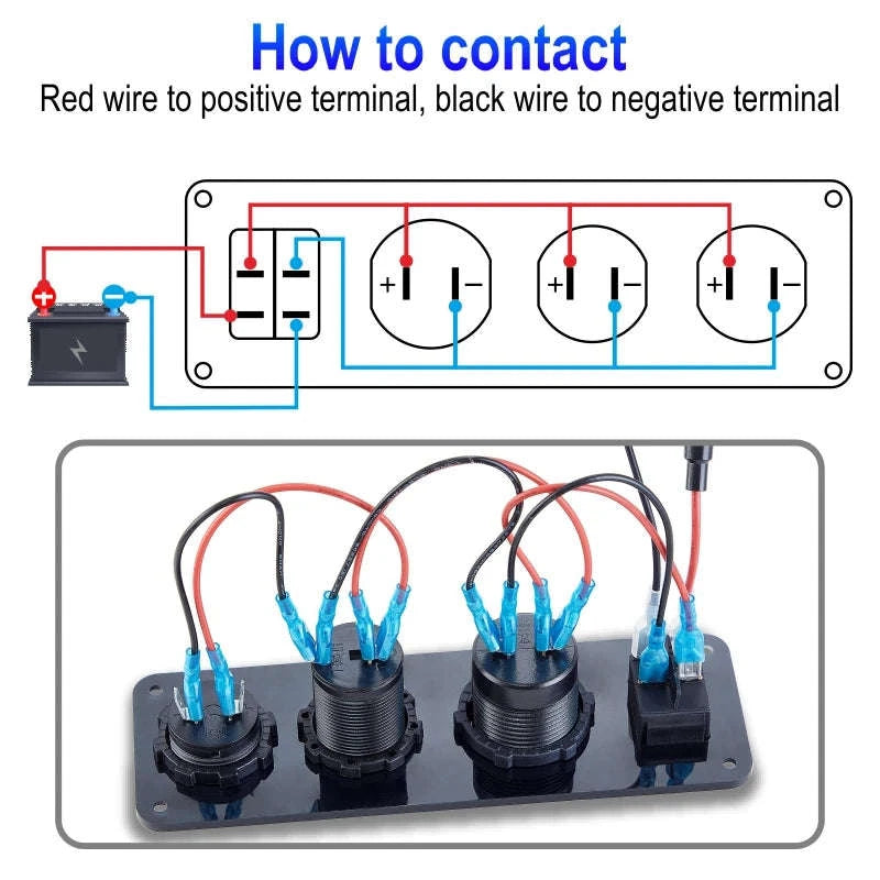 12V Waterproof Car Dual USB Outlet Panel with Cigarette Lighter Socket-M3 / China Mainland