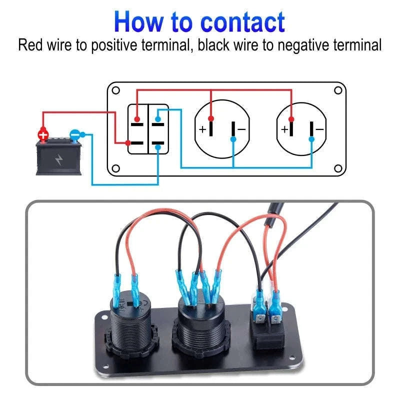 12V Waterproof Car Dual USB Outlet Panel with Cigarette Lighter Socket-M3 / China Mainland