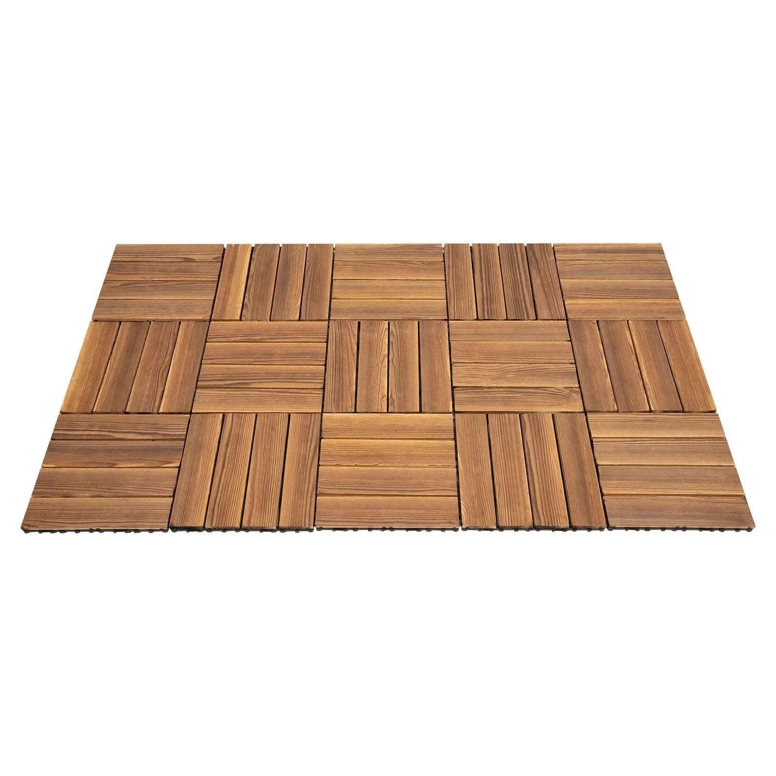 12x12 Patio Deck Tiles – Wood Plastic Composite Interlocking Tiles-Brown / United States