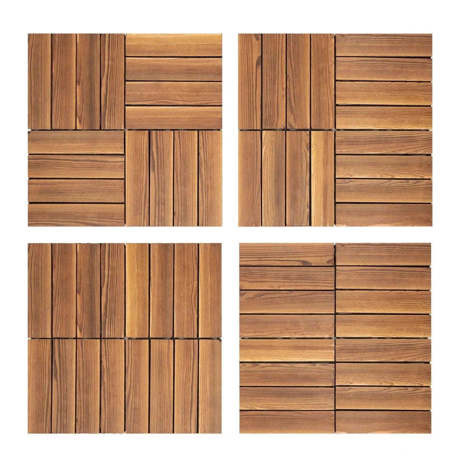 12x12 Patio Deck Tiles – Wood Plastic Composite Interlocking Tiles-Brown / United States