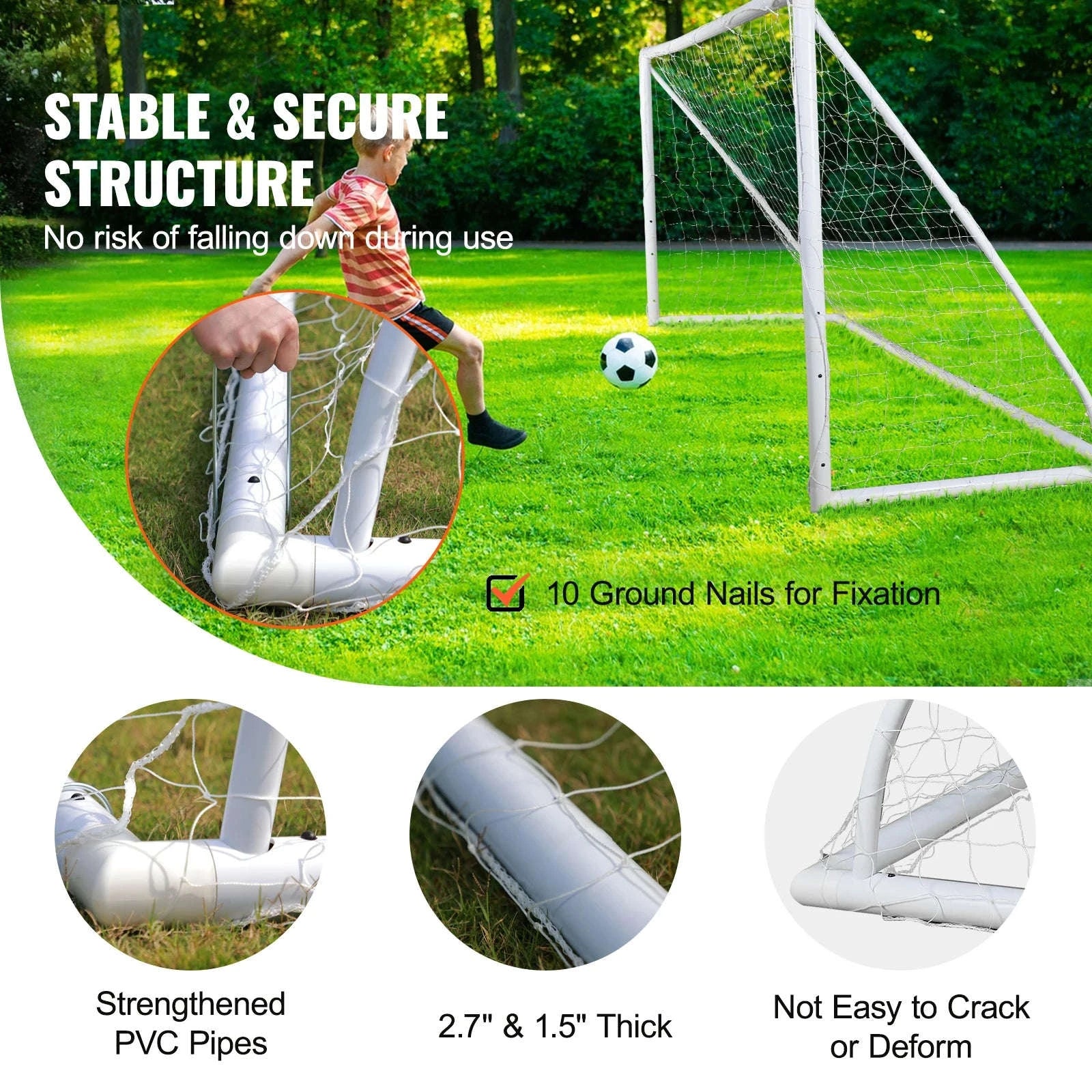 12x6FT Portable Soccer Goal with Carry Bag-PVC 12x6FT / United States