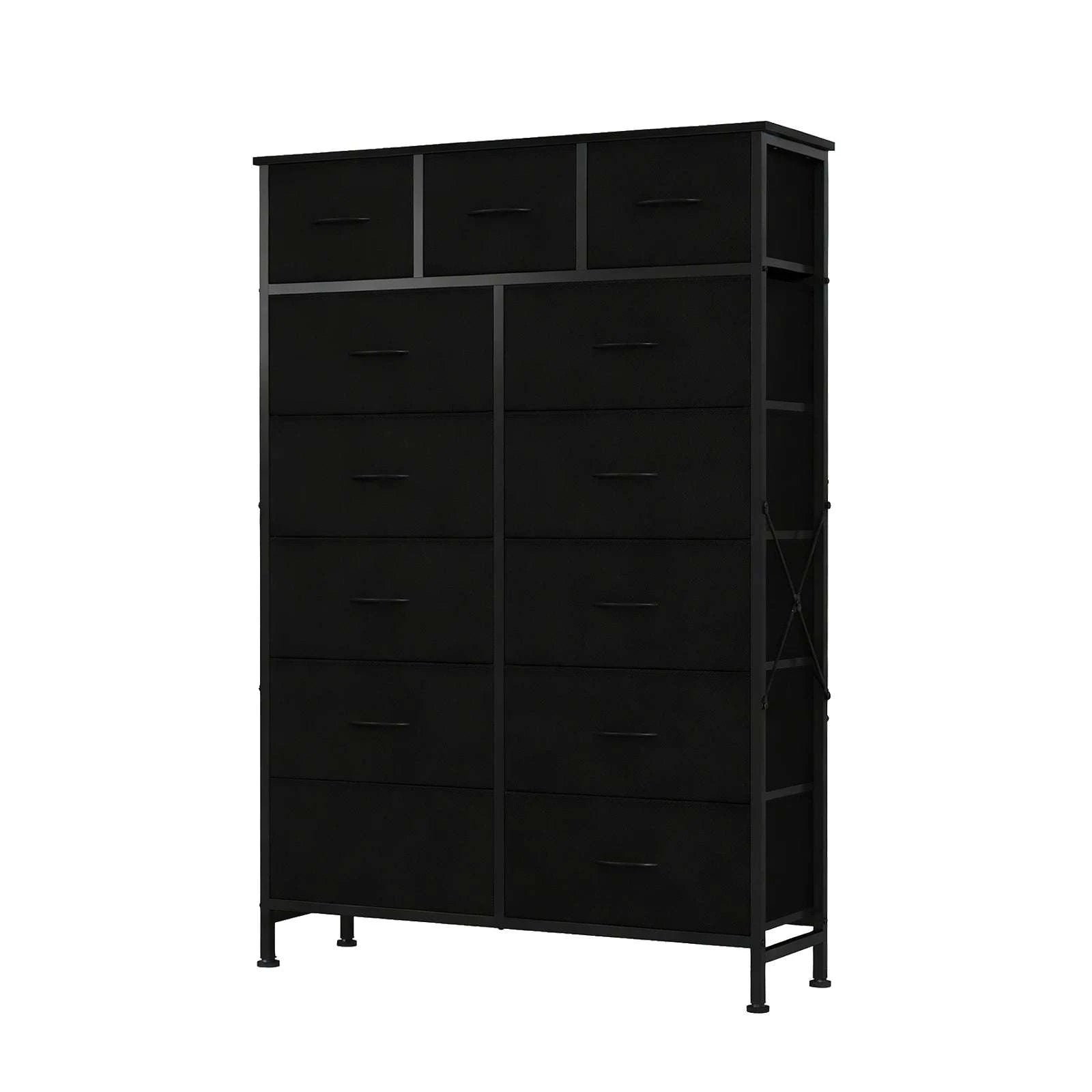 13 Drawer TV Stand Storage Cabinet with Steel Frame & Adjustable Feet-Grey / United States