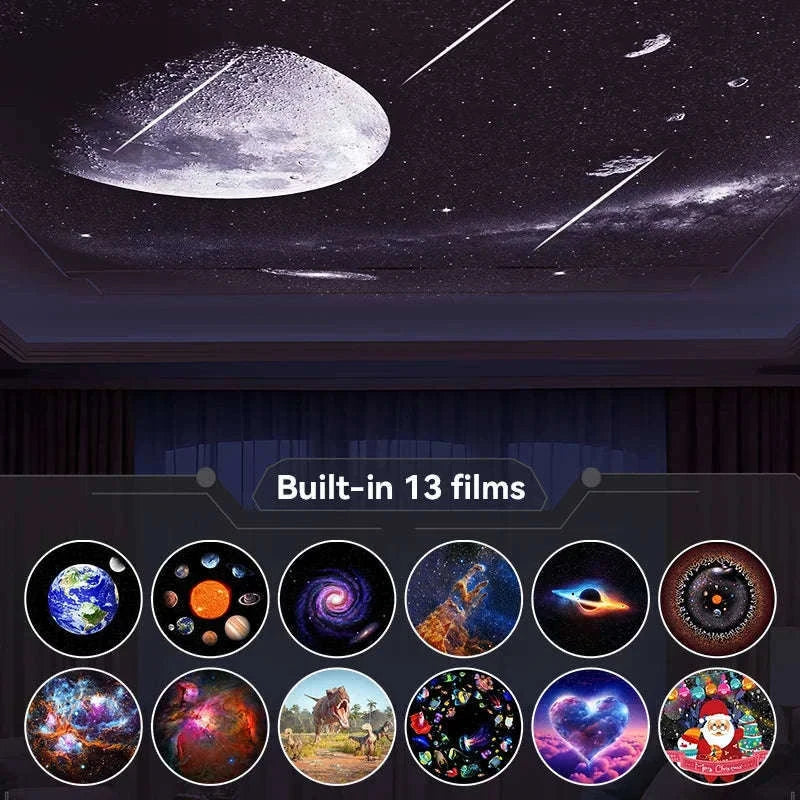 13-in-1 Galaxy Projector Night Light with Rotating Star Display-black / spain