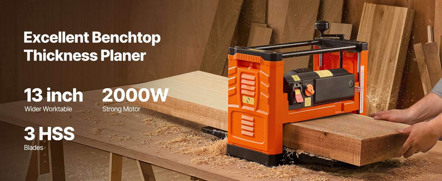 13-Inch Benchtop Thickness Planer 2000W Dual Speed Woodworking-2000W / United States