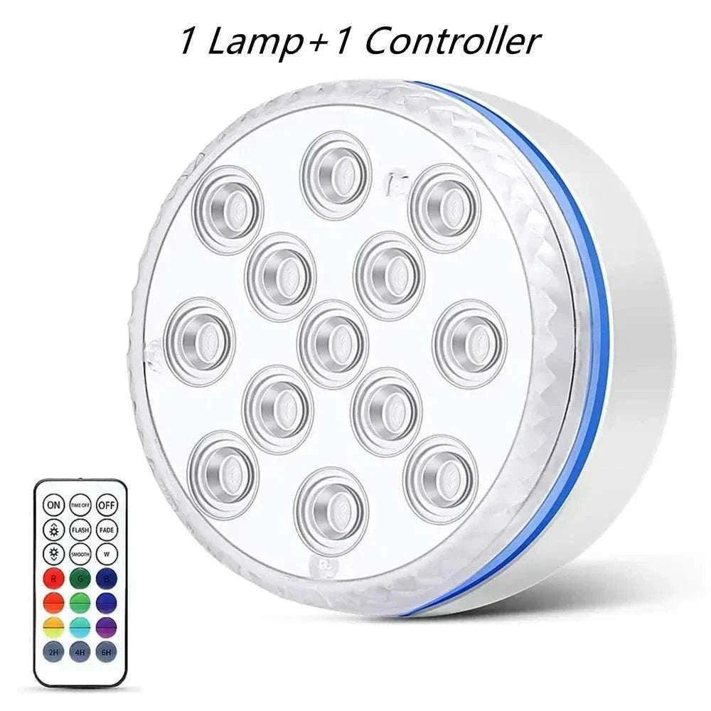 13 LED Submersible Pool Light with Remote Control-1 Light 1 Controller / 7cm