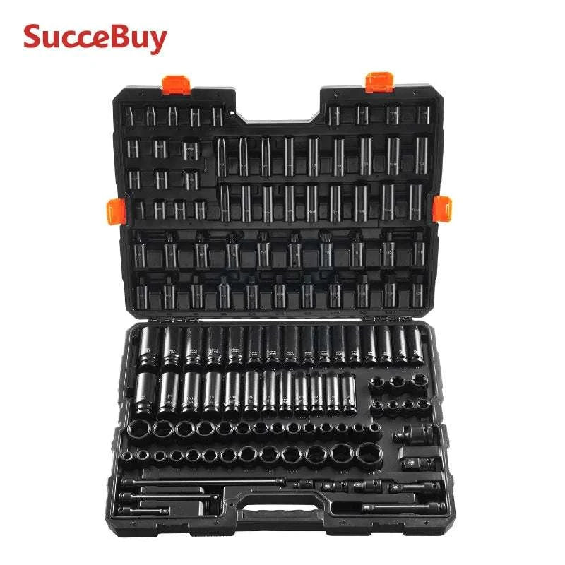 130-Piece Impact Socket Set SAE & Metric with Storage Case-130pcs / United States