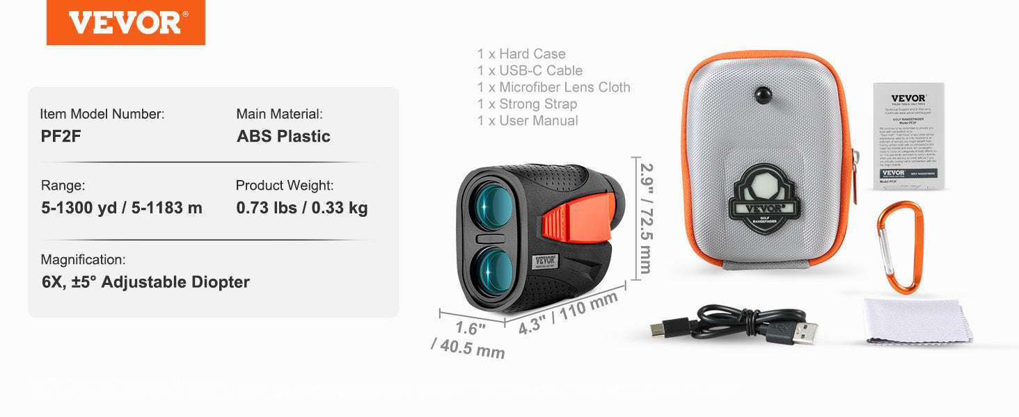 1300 Yard Golf Rangefinder with Slope, Flag Lock & 6X Zoom-1300 Yards / United States