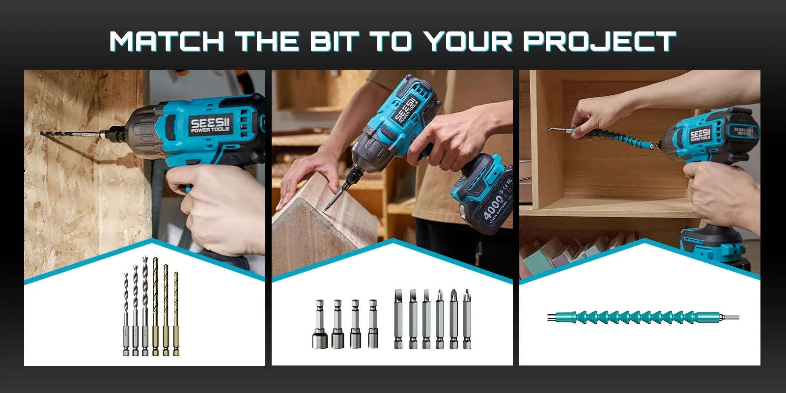 1300N.m 3-in-1 Cordless Impact Wrench Drill Screwdriver Kit-United States