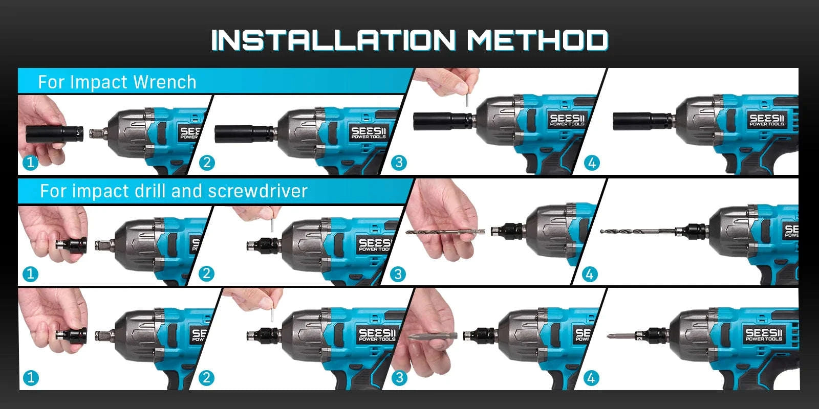 1300N.m 3-in-1 Cordless Impact Wrench Drill Screwdriver Kit-United States