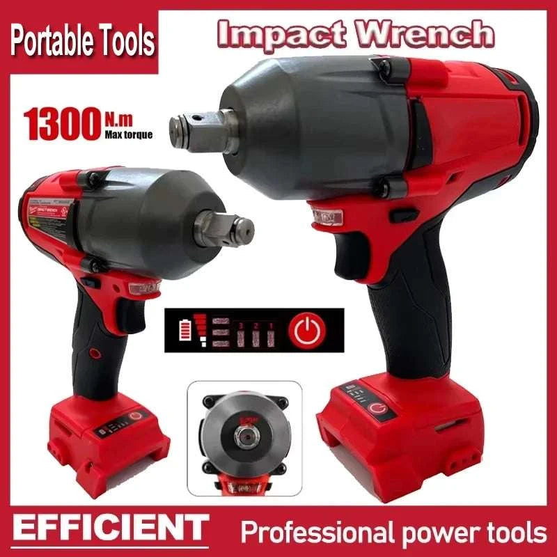 1300Nm Cordless Brushless Impact Wrench for Car & Truck Repair-Nobattery