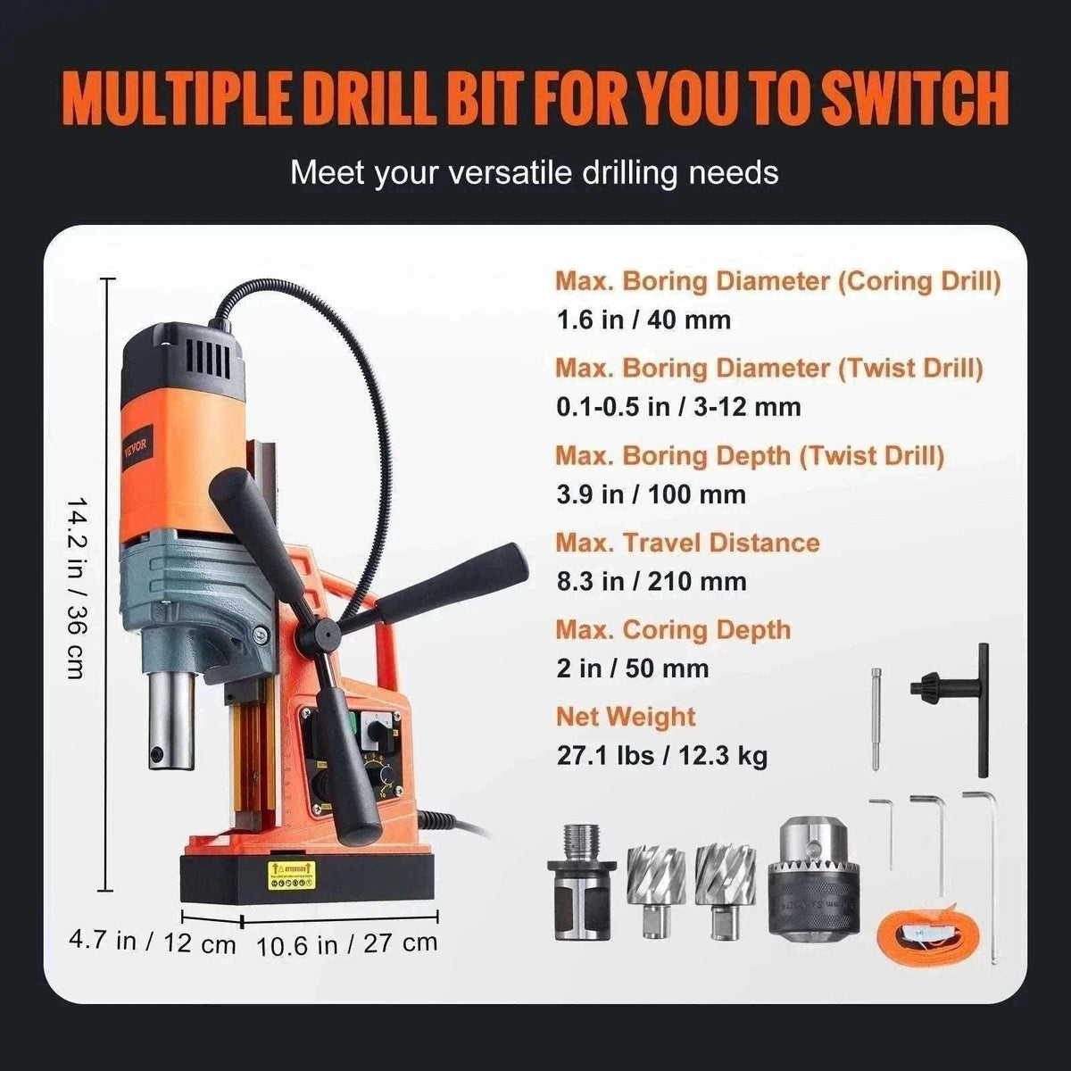 1300W–1550W Magnetic Drill Press with 40mm Boring Capacity-1Drill 50mm 1550W / spain