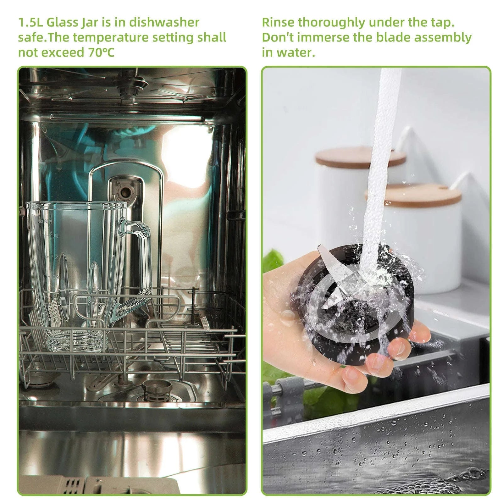 1300W Smoothie Maker with 1.5L Glass Jar and 600ml Travel Cup-Light Grey / US Plug / United States