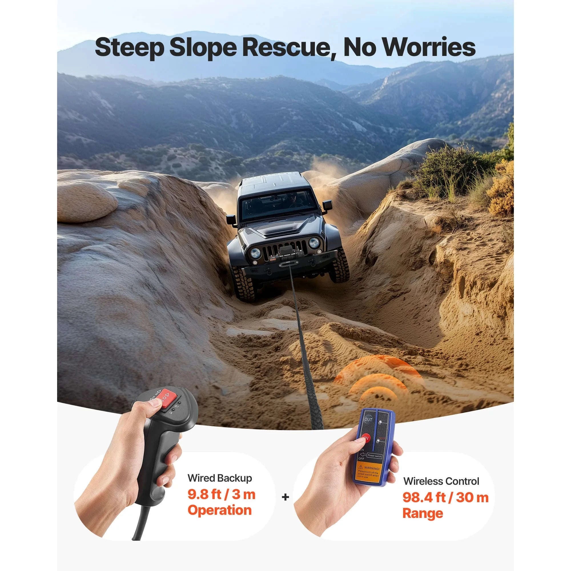 13500 lbs 12V Electric Winch with Synthetic Rope and Dual Remote Control-13500 lbs / france