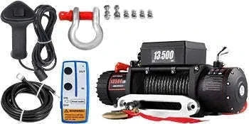 13500 lbs Electric Truck Winch 12V Synthetic Rope with Remote Control-13500LBS / 27M / Poland