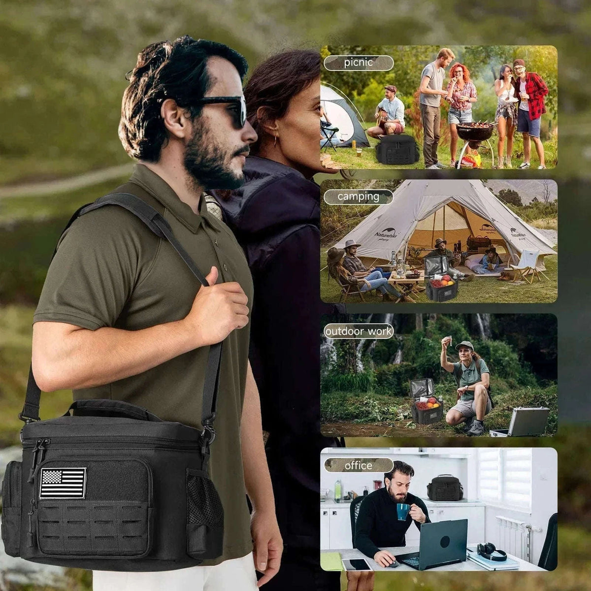 13L Tactical Thermal Cooler Bag-Green / United Kingdom
