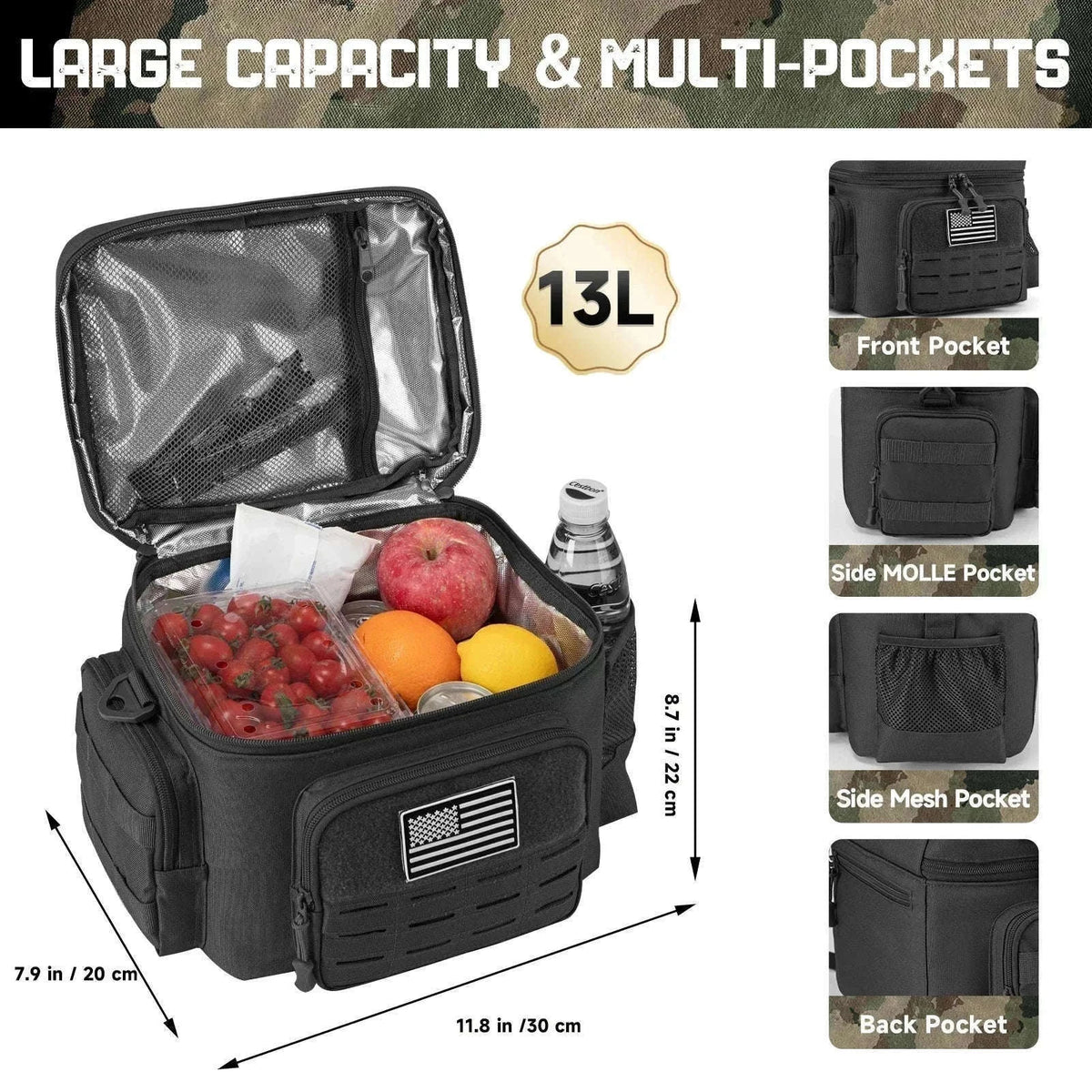 13L Tactical Thermal Cooler Bag-Green / United Kingdom