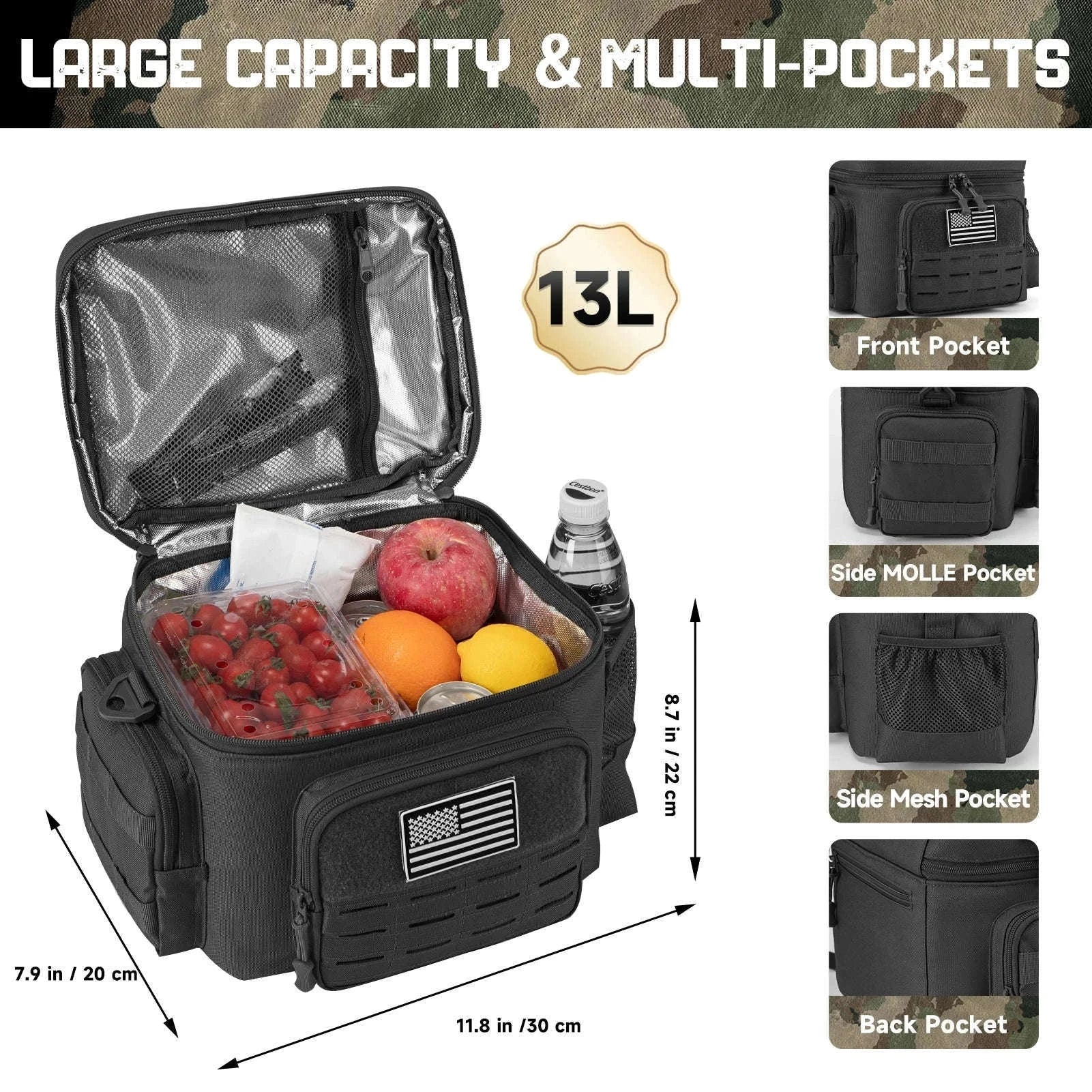 13L Tactical Thermal Cooler Bag-Green / United Kingdom