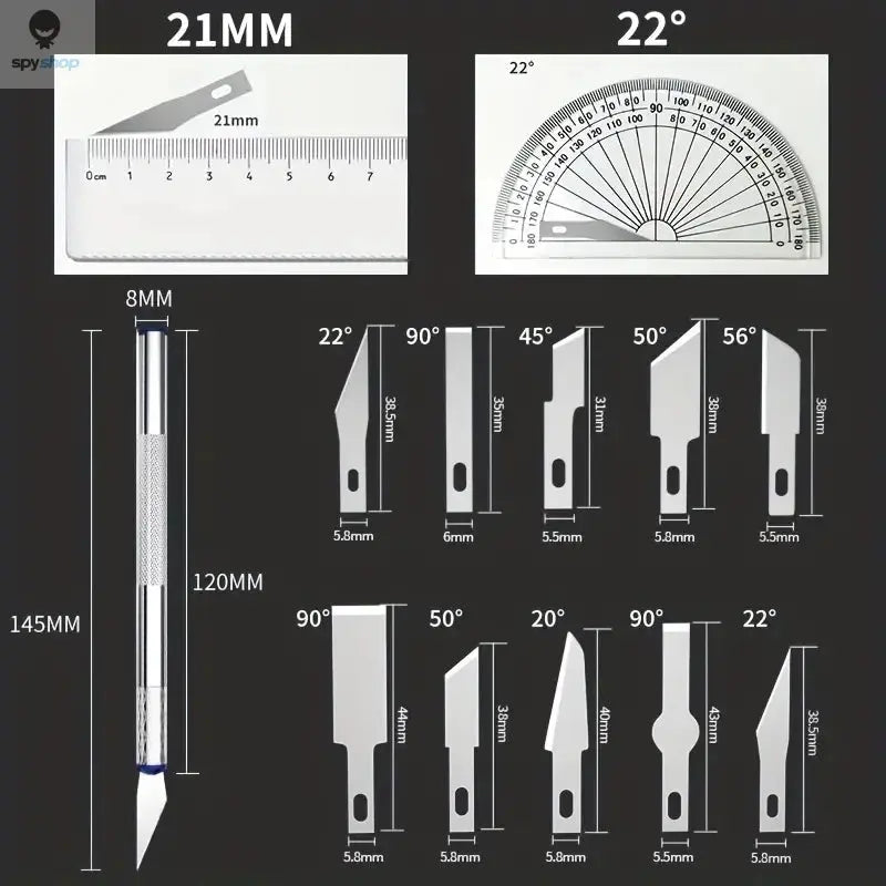 13pcs Metal Carving Knife Pen Art Seal Cutting Manual Combination Paper Cuttings Non-Slip Gadget DIY Precision Repair Tool Spy-shop.com
