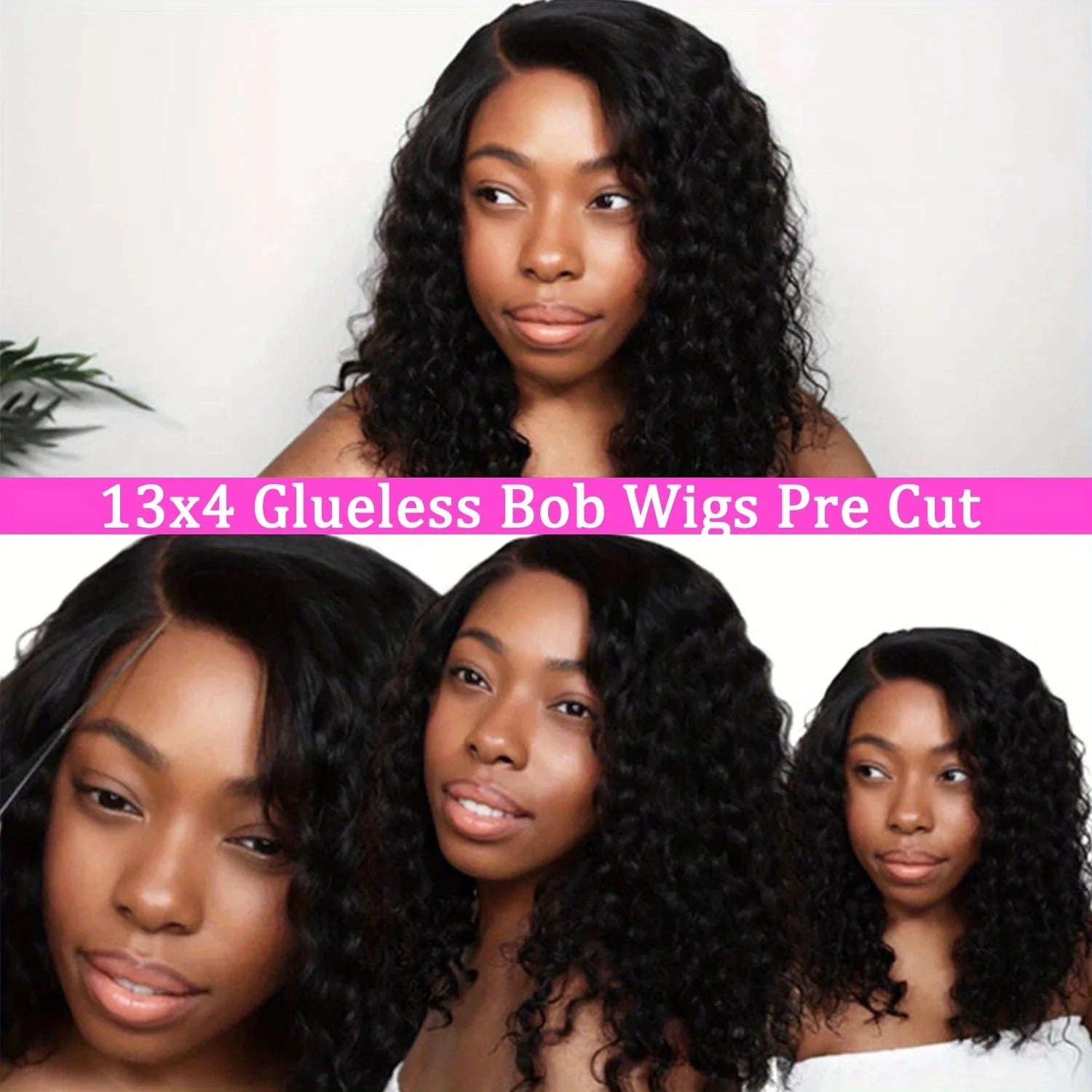 13x4 Deep Wave Curly Lace Front Human Hair Wig (26+ Inch)-Deep wave / 40inches / 200%|United States