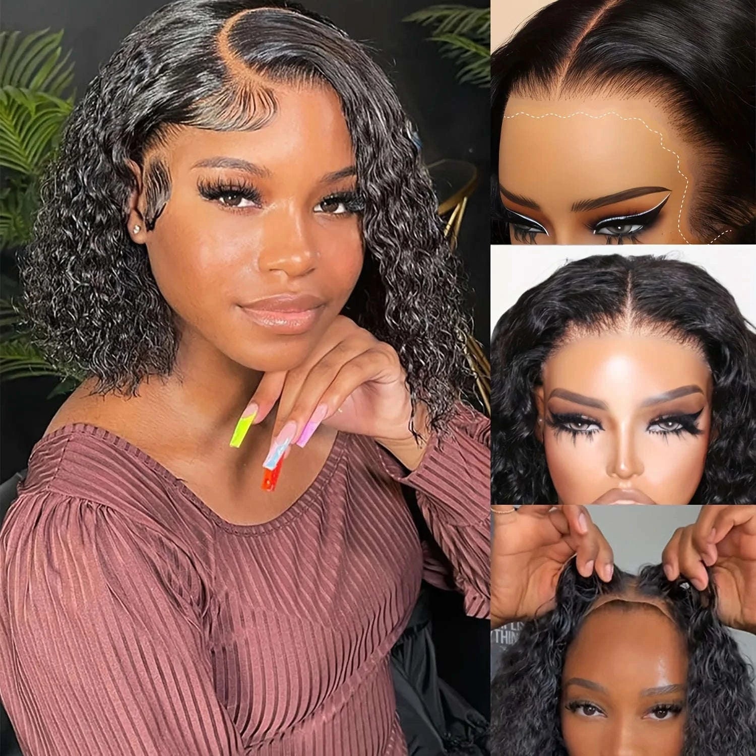 13x4 Deep Wave Curly Lace Front Human Hair Wig (26+ Inch)-Deep wave / 40inches / 200%|United States