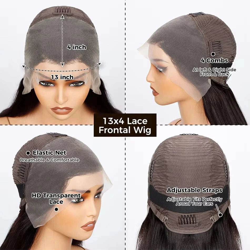 13x4 Straight Lace Frontal Bob Wig Human Hair Bob-13x4 Lace Bob Wig / United States / 14inches|200%