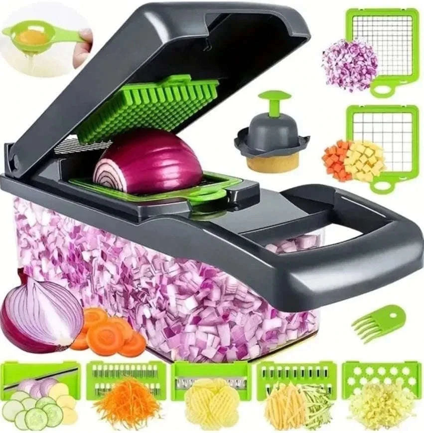 14/16-in-1 Vegetable Chopper Slicer Dicer Grater with Handle-United States / 14 in 1 grey