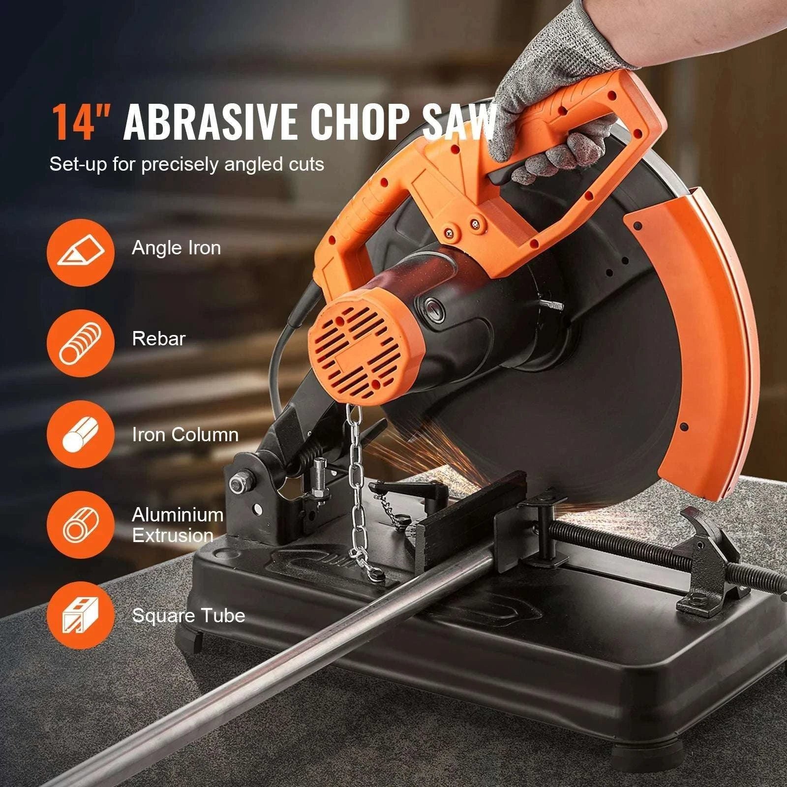 14" 2300W Abrasive Chop Saw with 0–45° Adjustable Angle-United States