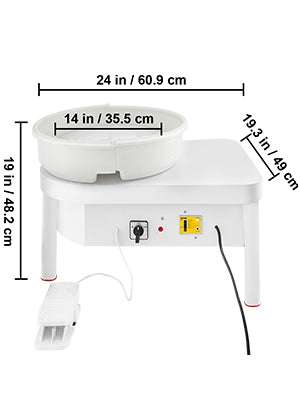 14" Electric Pottery Wheel with Foot Pedal 450W Ceramic Machine-United States