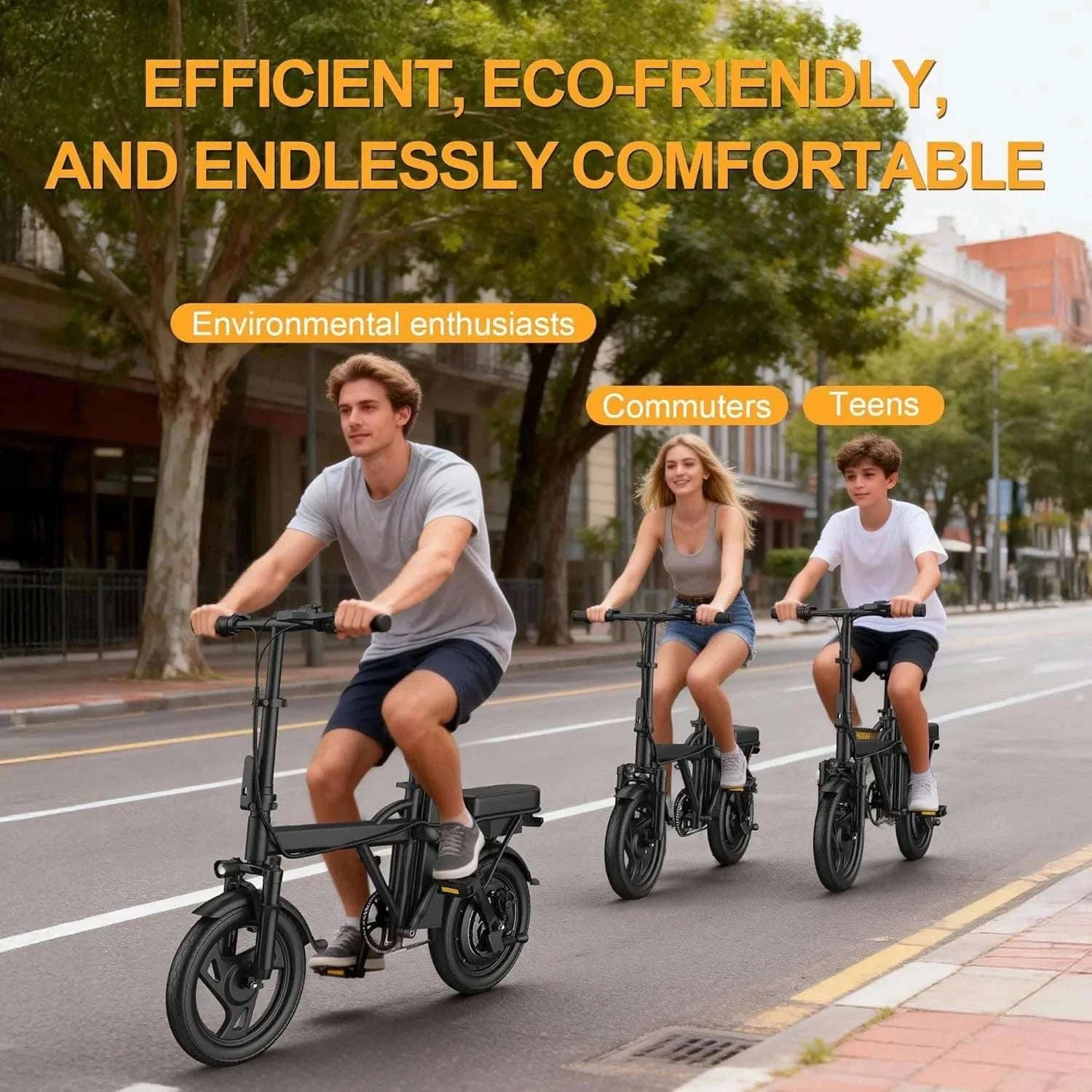 14'' Foldable Electric Bike 500W 48V 22MPH Dual Seat Mini E-Bike-5.2Ah 30miles / United States