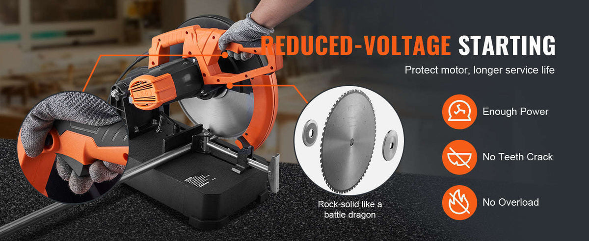 14-Inch 2800W Dry Cut Chop Saw 1200RPM 0-45 Adjustable-france