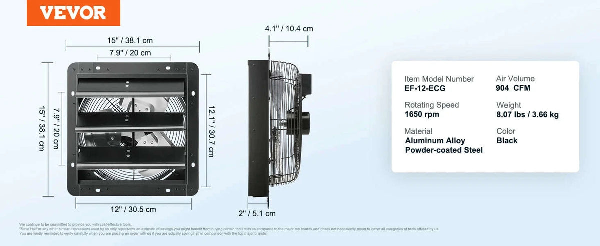 14-Inch Shutter Exhaust Fan with Controller-12in EC / CZECH REPUBLIC