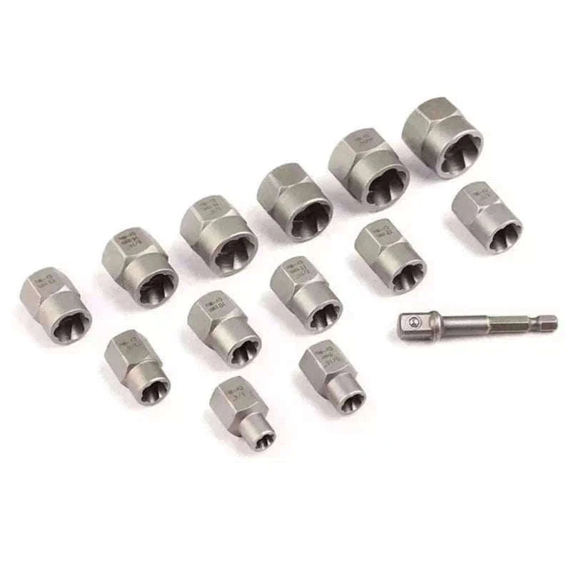 14-Piece Stripped Lug Nut Remover Socket Set with Hex Adapter-black / United Kingdom