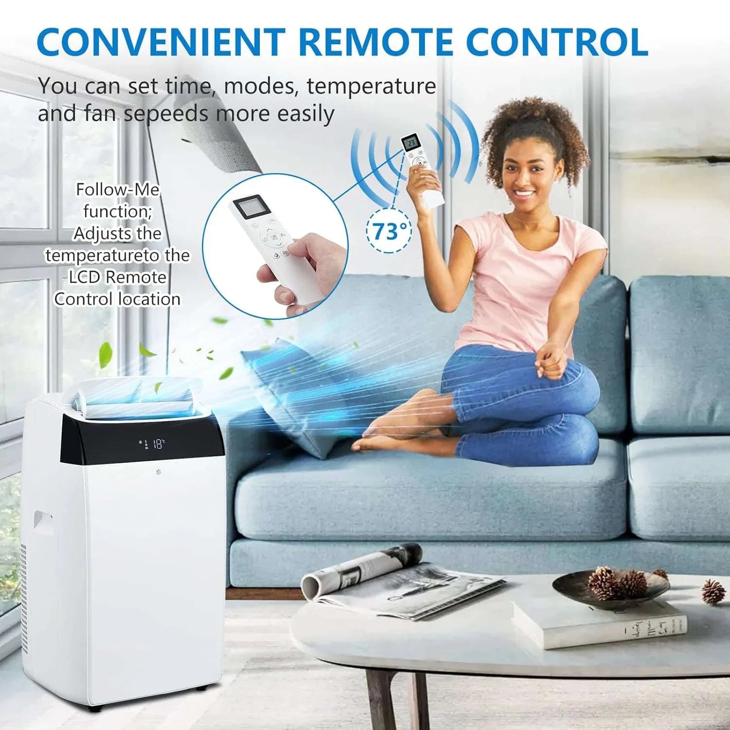 14000 BTU Portable Air Conditioner 3-in-1 with Remote Control and Sleep Mode-White 14000 BTU / United States