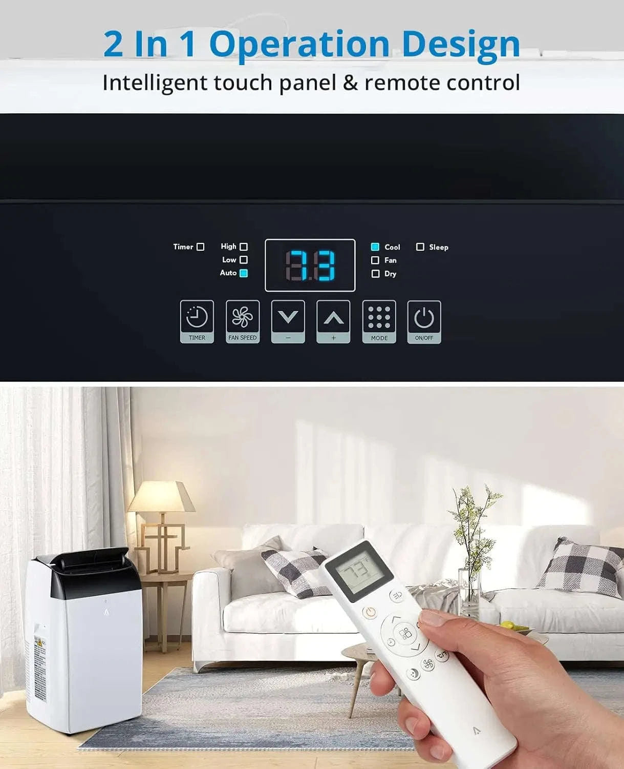 14000 BTU Portable Air Conditioner 3-in-1 with Remote Control and Sleep Mode-White 14000 BTU / United States