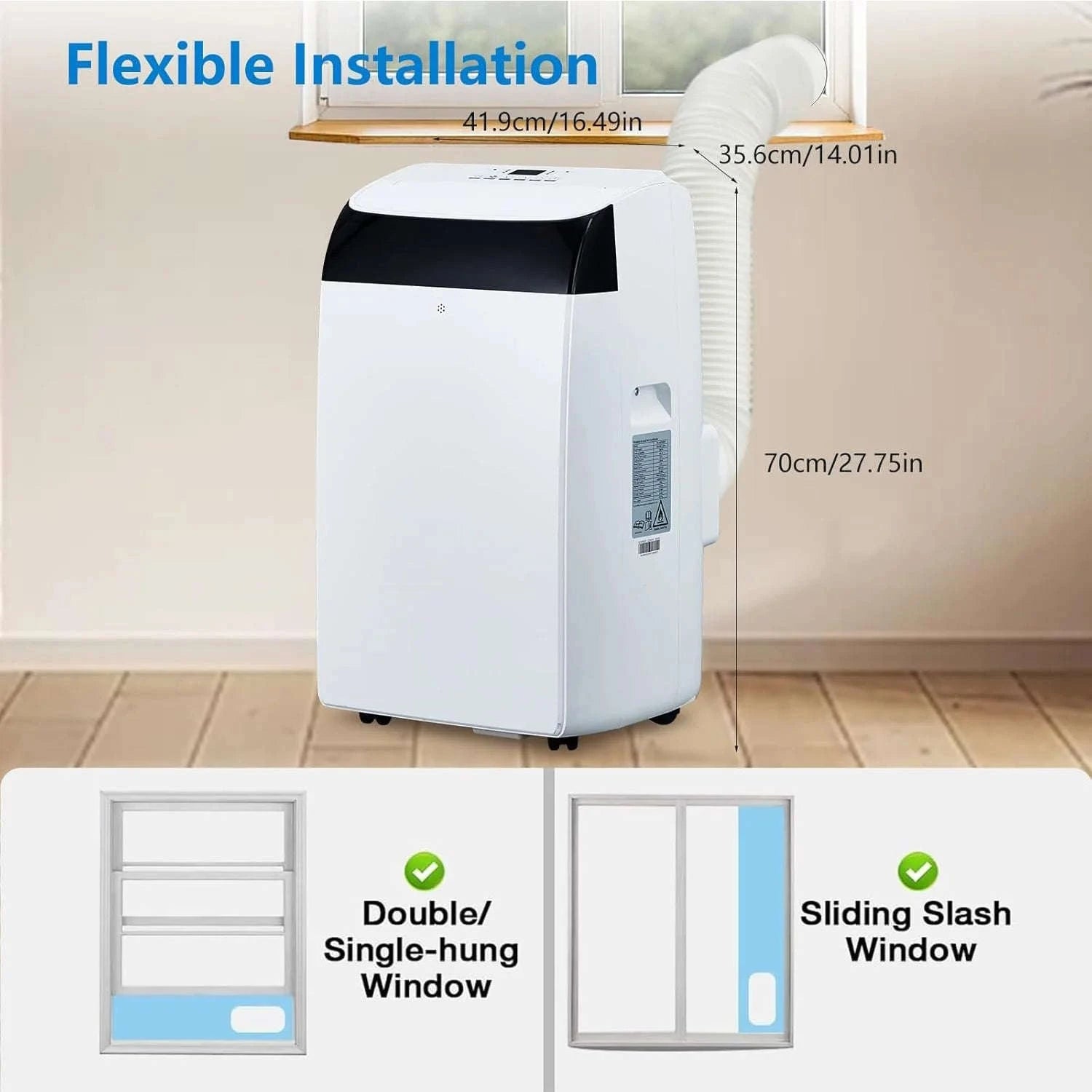 14000 BTU Portable Air Conditioner 3-in-1 with Remote Control and Sleep Mode-White 14000 BTU / United States