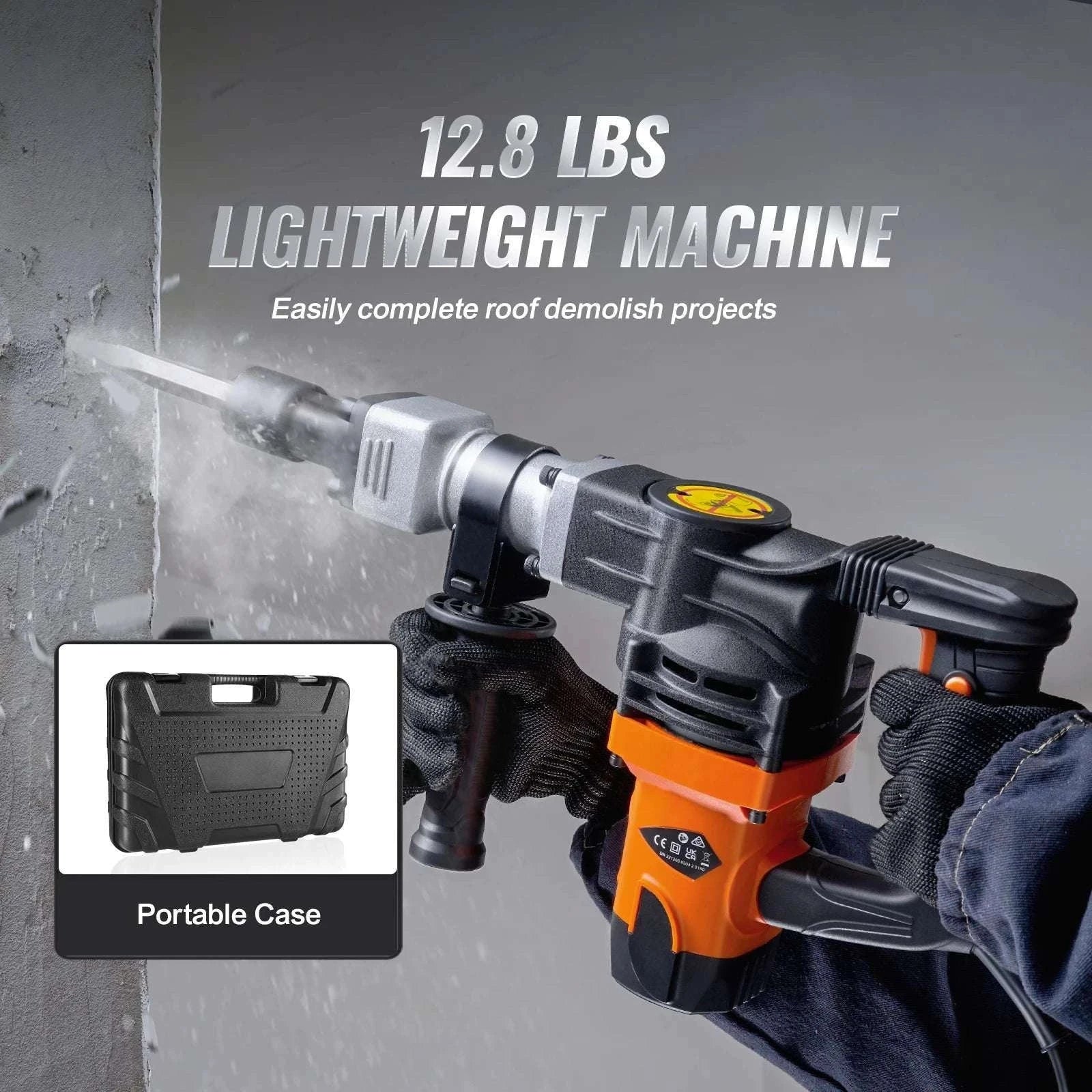 1400W Electric Demolition Jack Hammer with 2 Chisels-United States