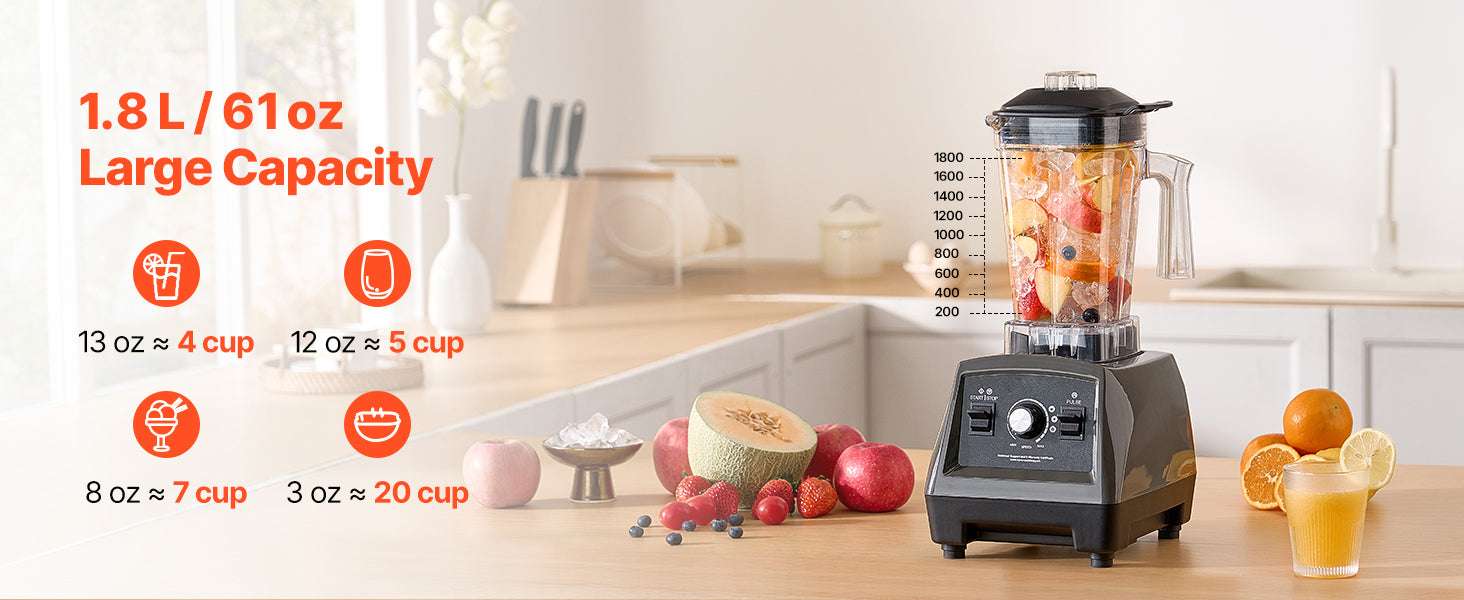 1400W High-Speed Blender 61oz with To-Go Cups & Multi-Function Use-1.8L 1400 W / United States