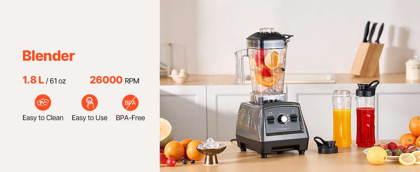 1400W High-Speed Blender 61oz with To-Go Cups & Multi-Function Use-1.8L 1400 W / United States
