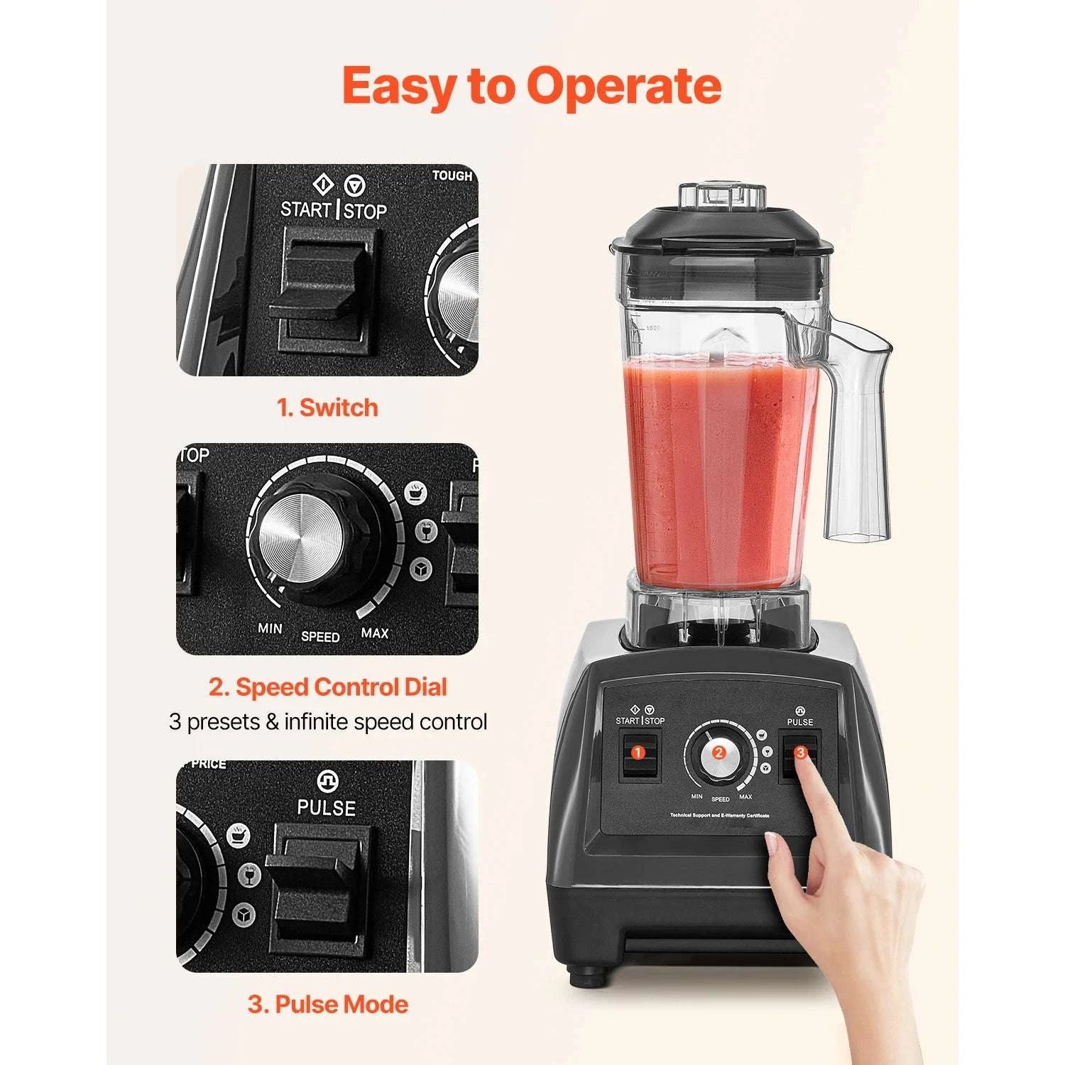 1400W High-Speed Blender 61oz with To-Go Cups & Multi-Function Use-1.8L 1400 W / United States