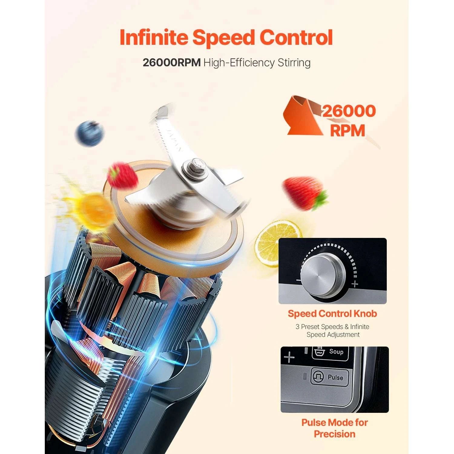 1400W High-Speed Blender with Noise Cover 2.5L/3.5L Capacity-