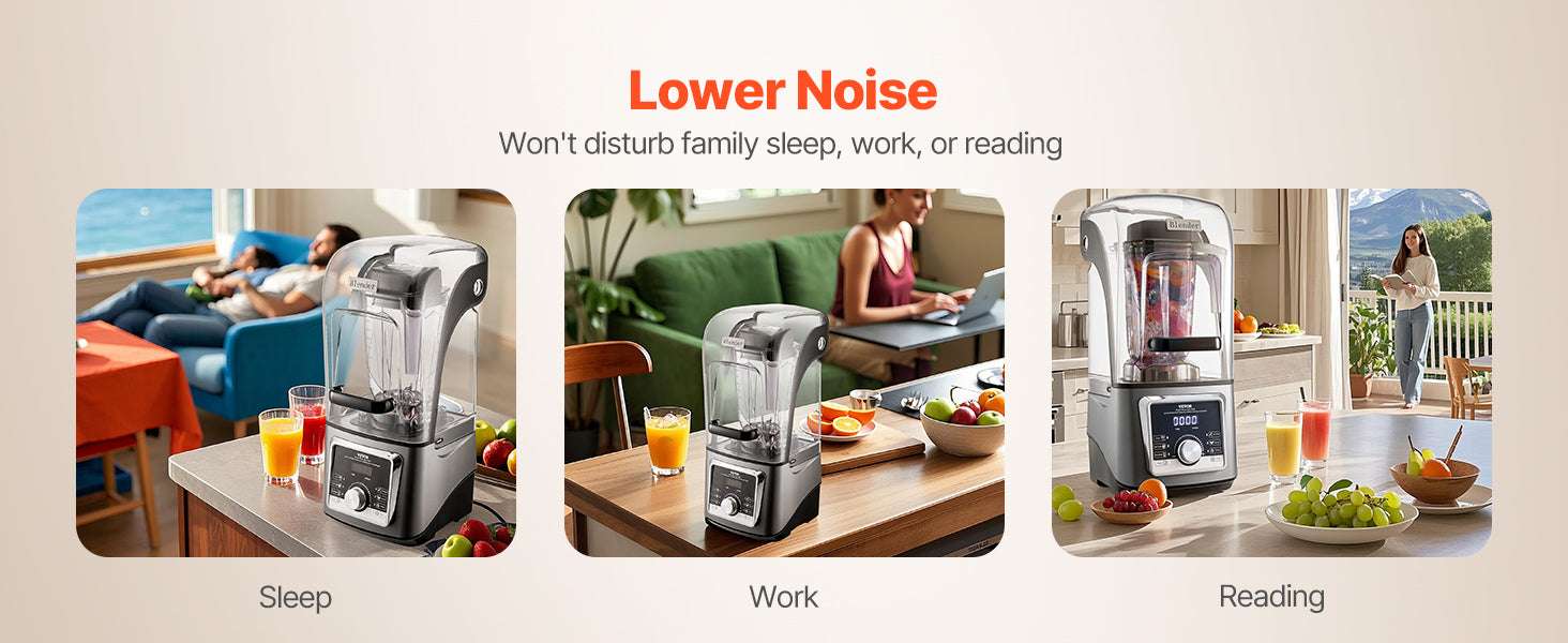 1400W High-Speed Blender with Noise Cover 2.5L/3.5L Capacity-