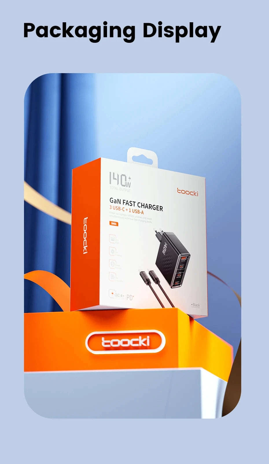 140W GaN USB-C Fast Charger with 4 Ports for Laptops, Phones-US Plug