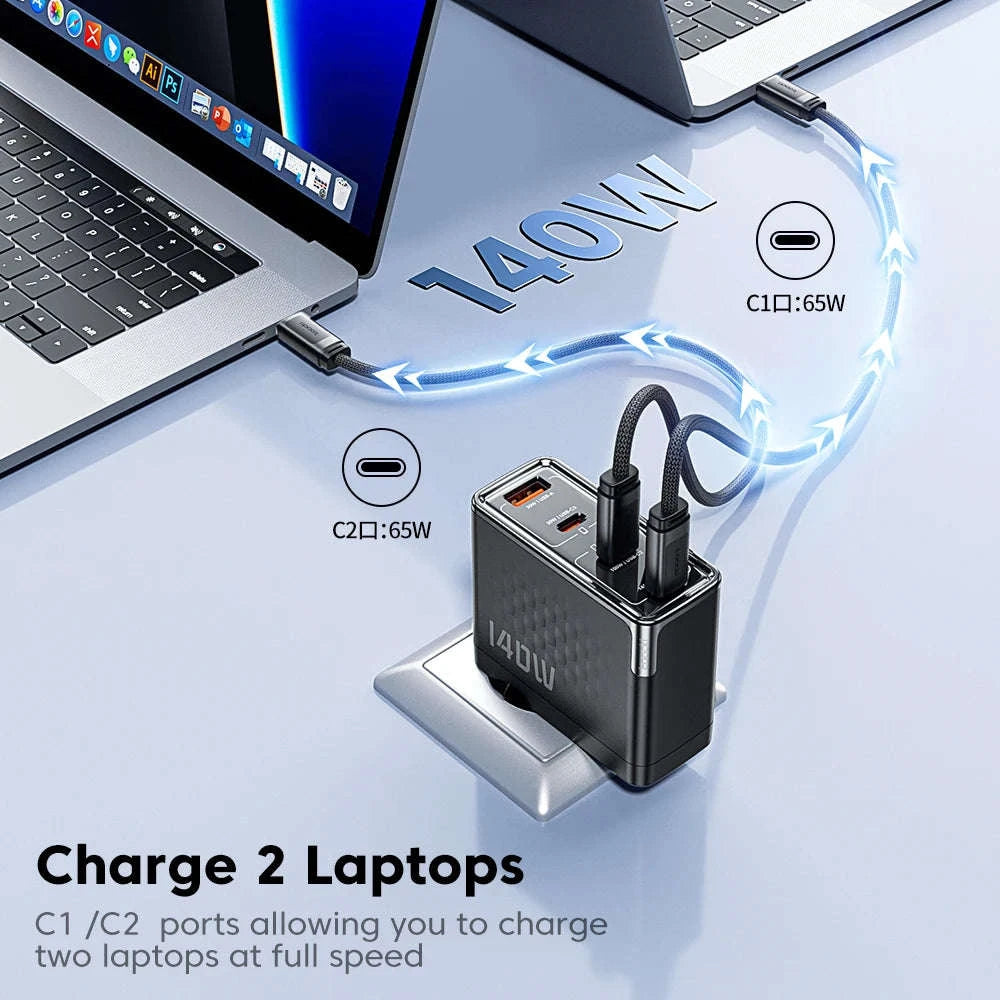 140W GaN USB-C Fast Charger with 4 Ports for Laptops, Phones-US Plug