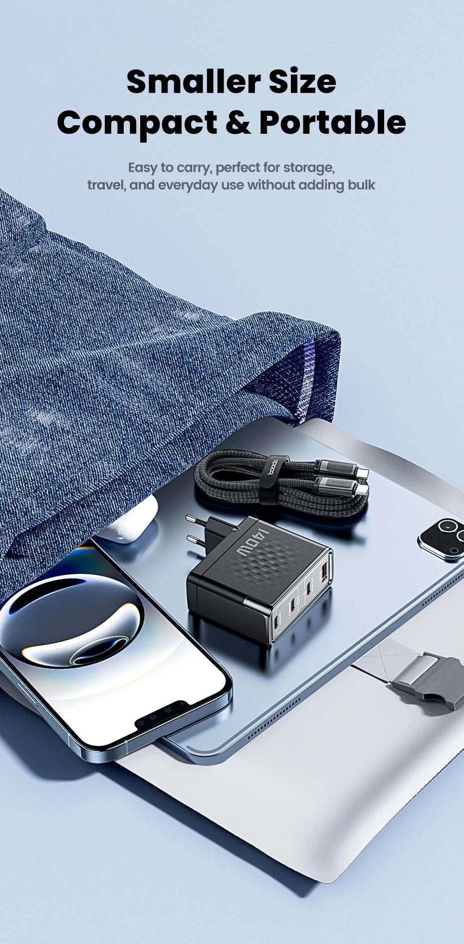 140W GaN USB-C Fast Charger with 4 Ports for Laptops, Phones-US Plug