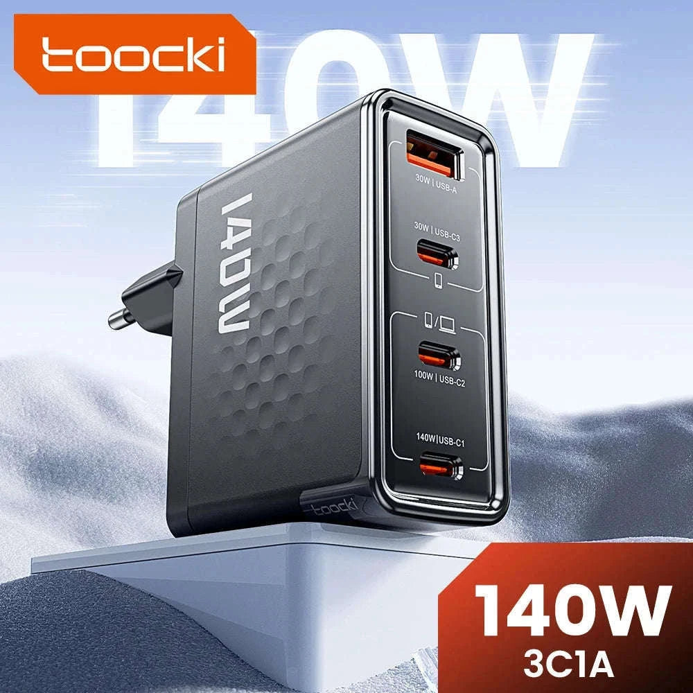 140W GaN USB-C Fast Charger with 4 Ports for Laptops, Phones-US Plug