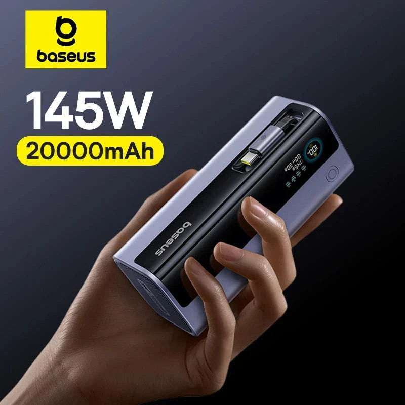 145W Fast Charging Power Bank 20000mAh with Retractable USB-C Cable-Grey / 20000mAh / United States