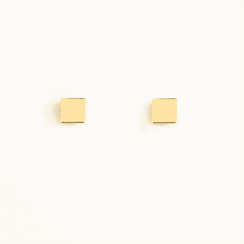 14K Gold Filled Square Stud Earrings, Tarnish Resistant-Default Title